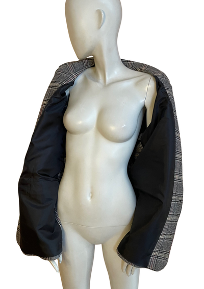 🧥 Veste à carreaux chic grise – Taille 42 🇫🇷