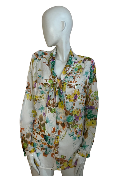 Chemisier fleuri  avec lavallière – Taille 42🎨🌸