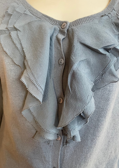 💎 Gilet bleu à volants 💙 – Taille 38