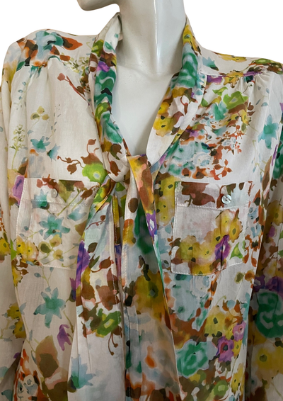 Chemisier fleuri  avec lavallière – Taille 42🎨🌸