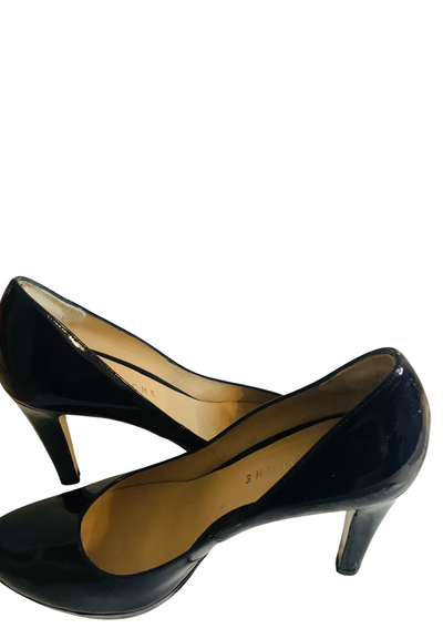 👠✨ Escarpins vernis bleu foncé – Cuir – Pointure 41 (convient 39)