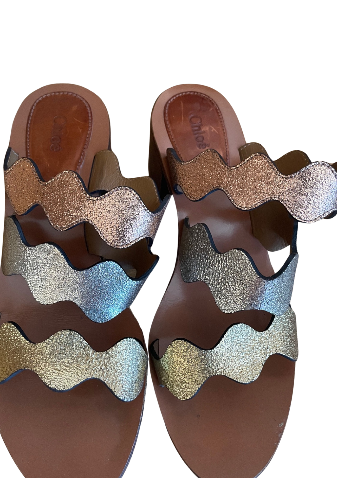 🌟 Sandales à talons en cuir multicolores Pointure 40.5 🌟