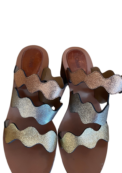 🌟 Sandales à talons en cuir multicolores Pointure 40.5 🌟