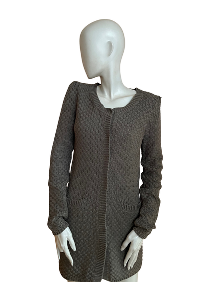 🧶 Gilet long en maille – Élégance décontractée gris Taille 38 ✨