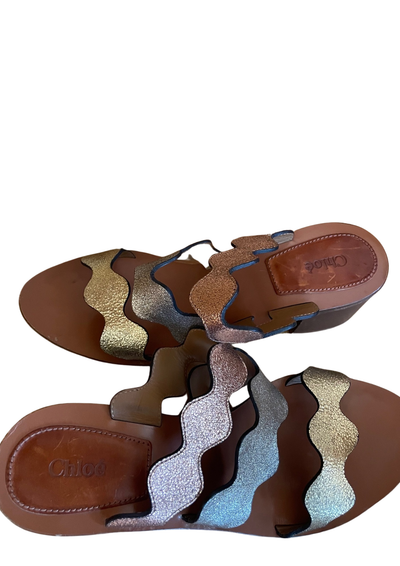 🌟 Sandales à talons en cuir multicolores Pointure 40.5 🌟