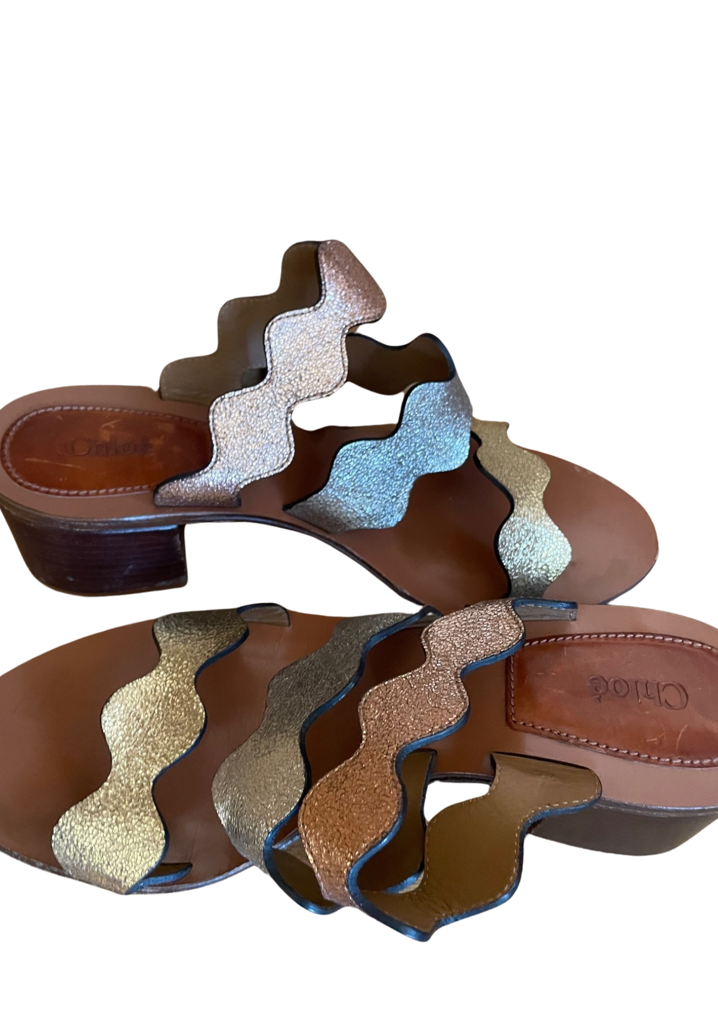 🌟 Sandales à talons en cuir multicolores Pointure 40.5 🌟