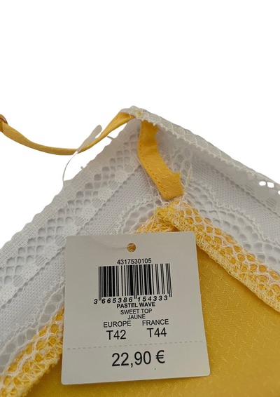 💛 Top lingerie jaune & dentelle blanche - Taille 44 (Neuf)