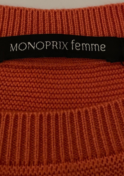🧡 Pull orange – Col rond manches longues Taille 38 🧡
