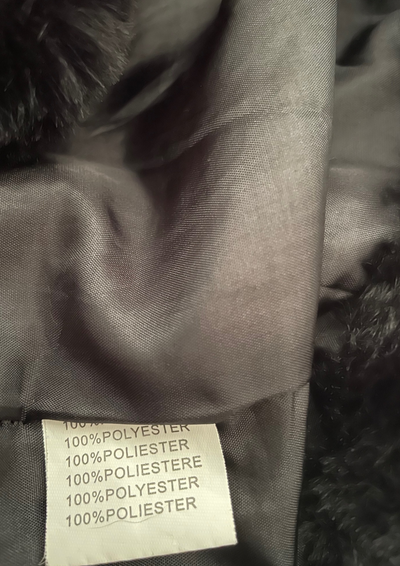 🖤 Manteau fausse fourrure noir à capuche – Taille 38 🐾✨