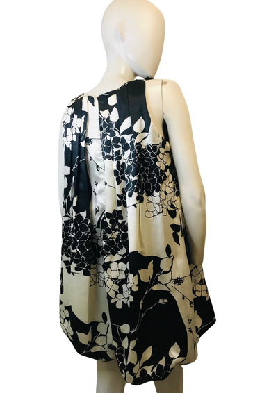 🌸 Robe Trapèze Fleurie Noir & Blanc – Taille 36 🌸