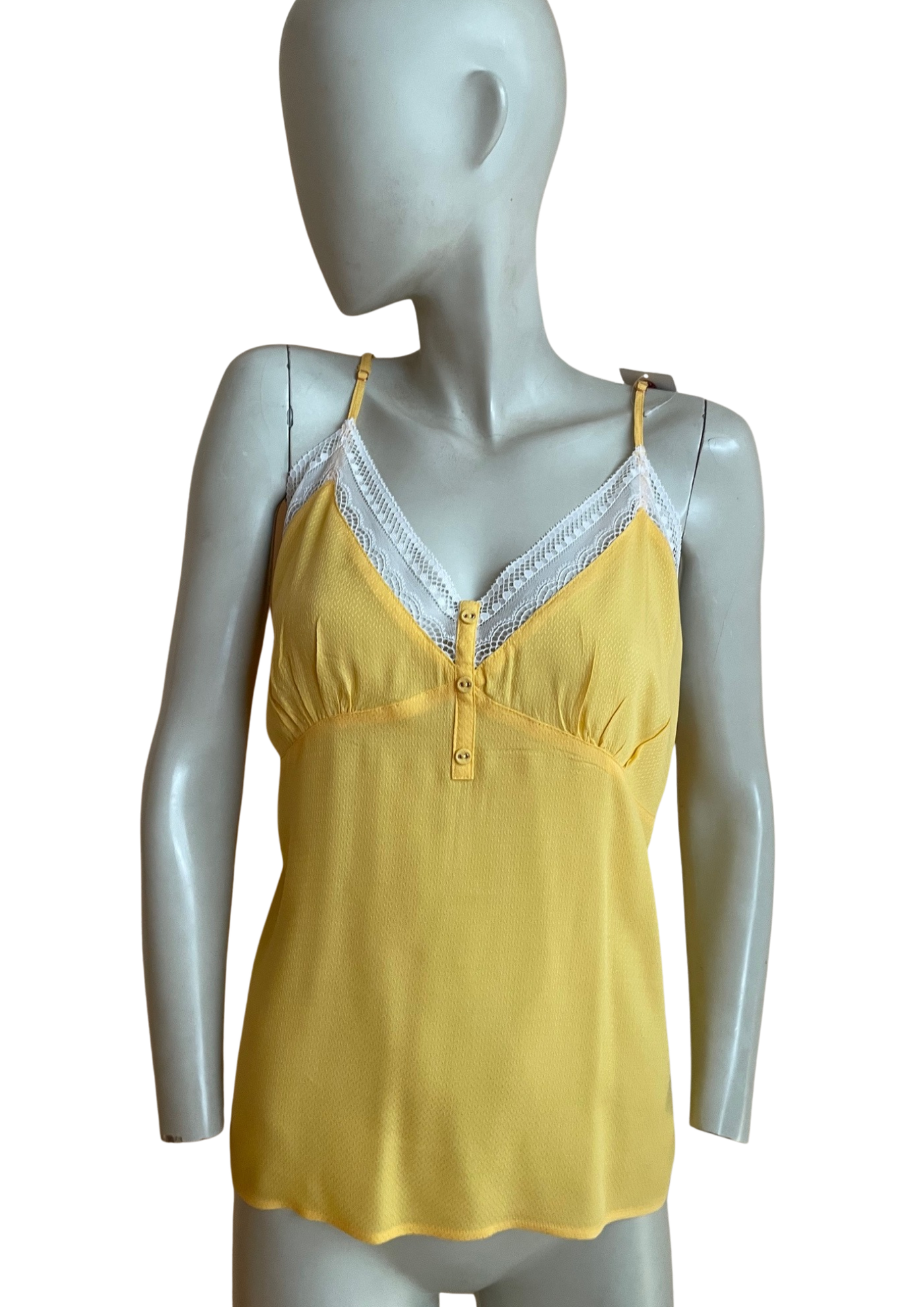 💛 Top lingerie jaune & dentelle blanche - Taille 44 (Neuf)