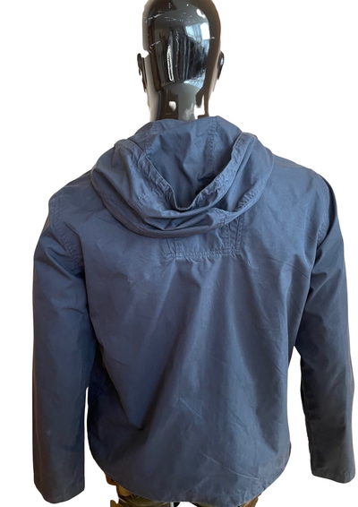 Anorak à capuche bleu marine, demi-zip & poche kangourou – Taille M 🚶