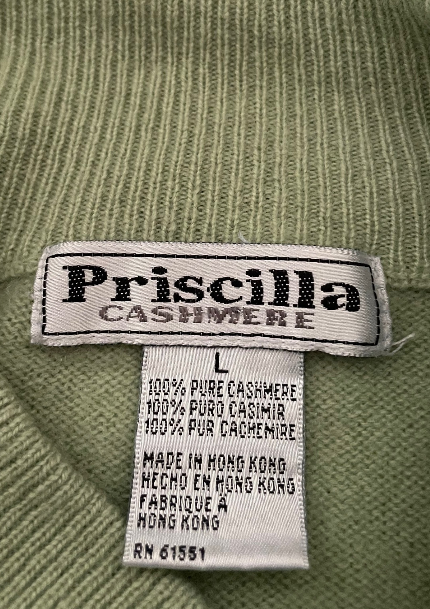 🧶 Pull Cachemire Vert Sauge 100% Cashmere – Taille L 💚