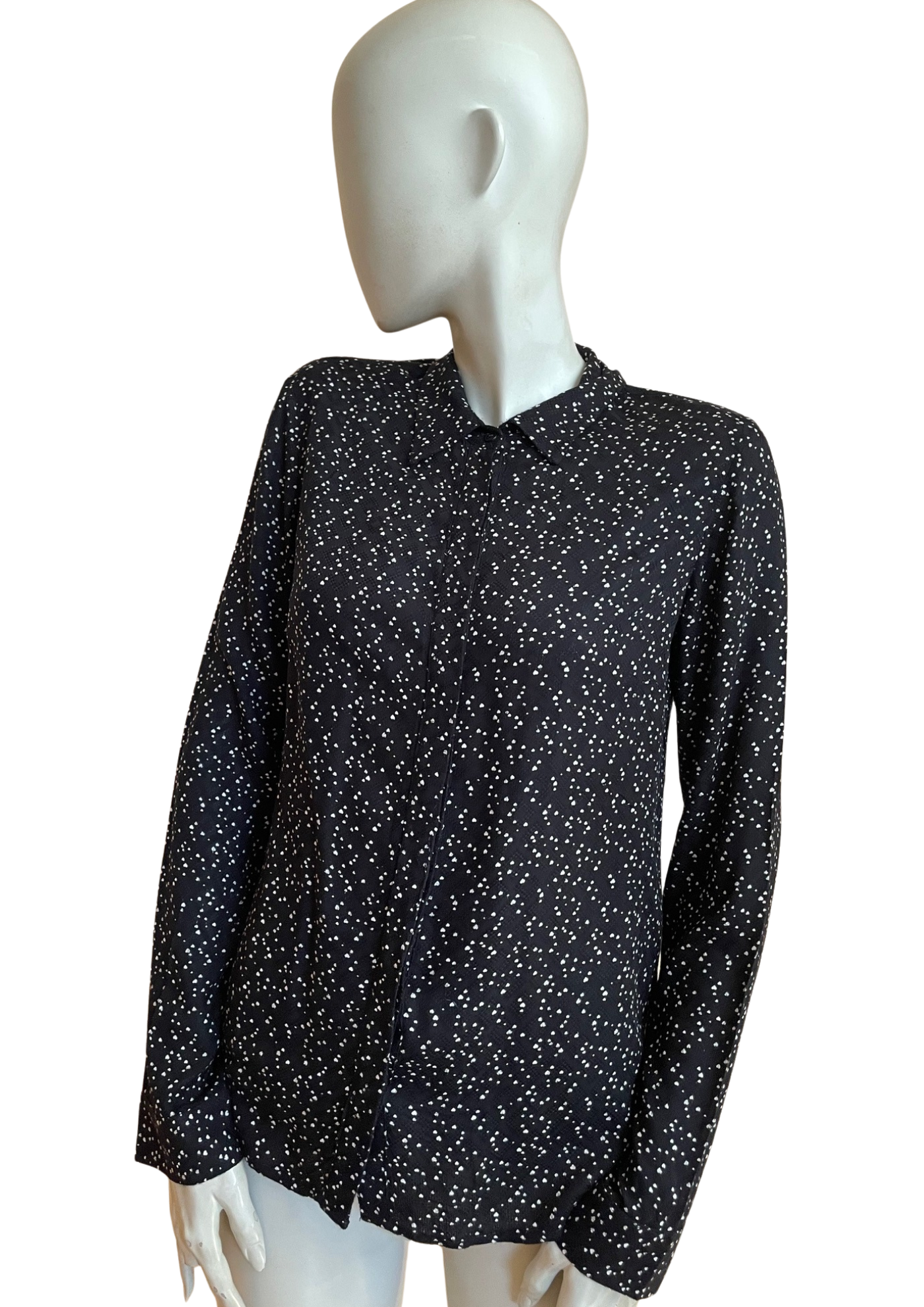 Chemise Noire à Pois Blancs 🌙 Élégance Chic Taille 40 ✨