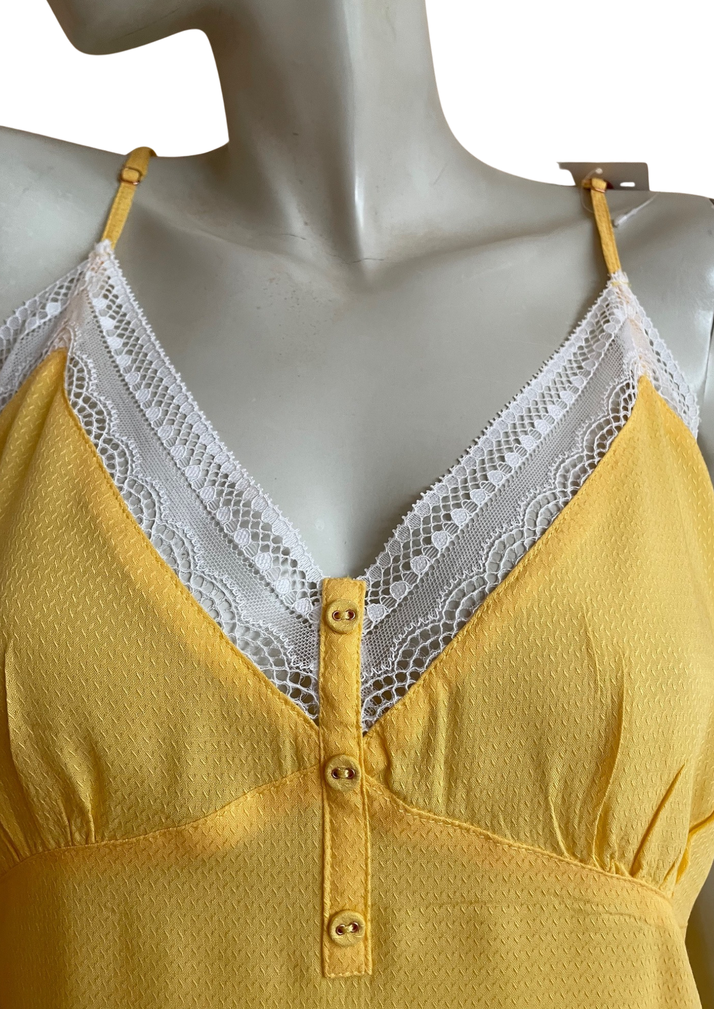 💛 Top lingerie jaune & dentelle blanche - Taille 44 (Neuf)