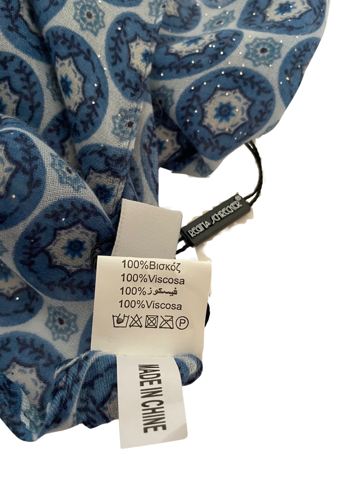 Foulard/Étole bleu à motifs & touches pailletées (Neuf)  ✨🧣