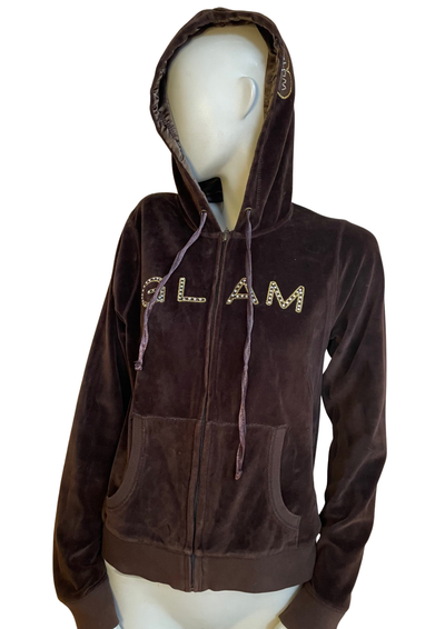 ✨ Veste à capuche en velours chocolat “GLAM” Taille 40 💎