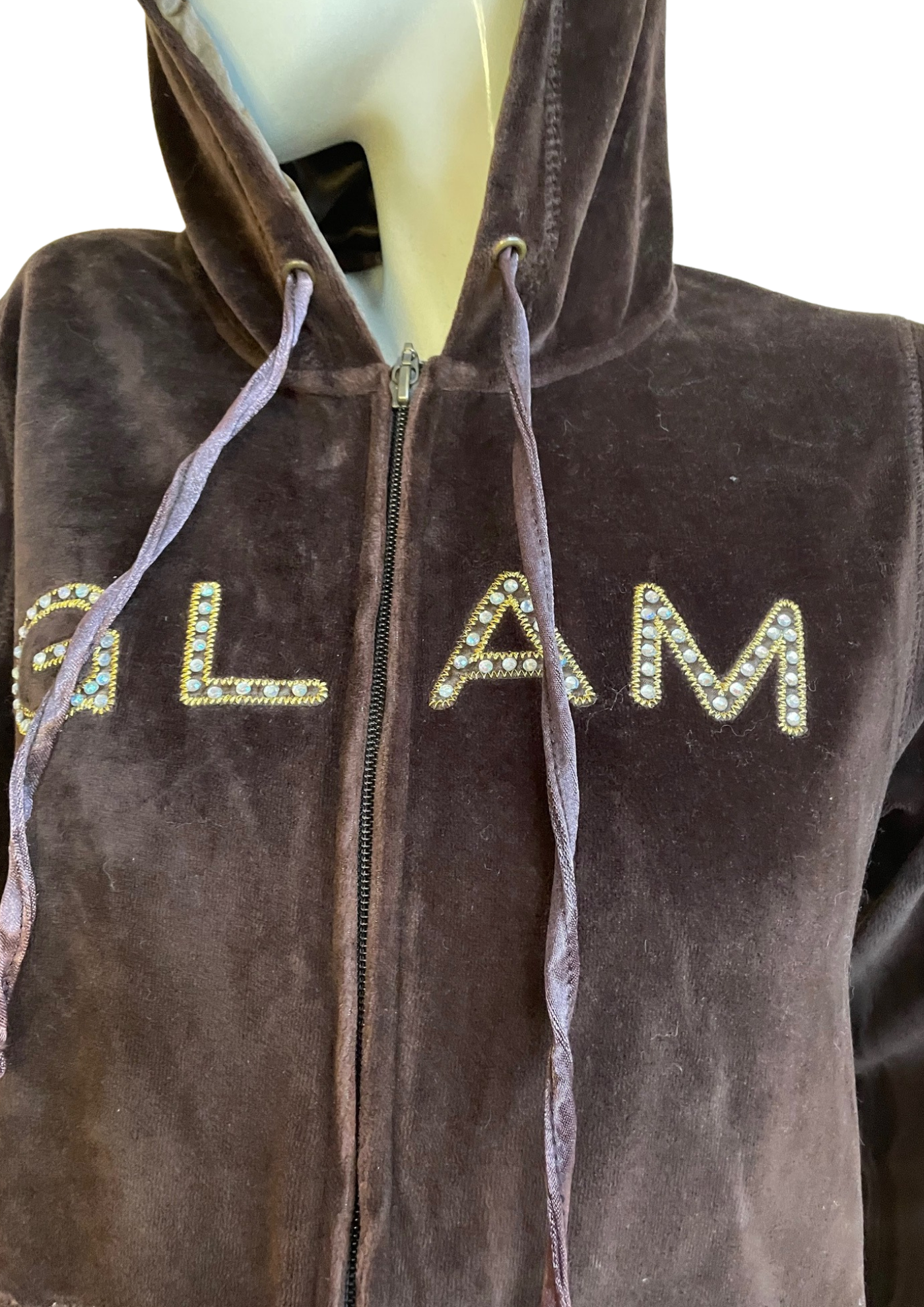 ✨ Veste à capuche en velours chocolat “GLAM” Taille 40 💎