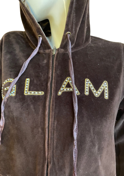 ✨ Veste à capuche en velours chocolat “GLAM” Taille 40 💎