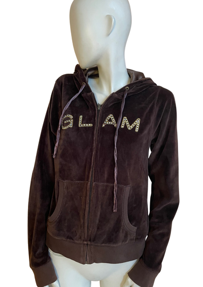 ✨ Veste à capuche en velours chocolat “GLAM” Taille 40 💎