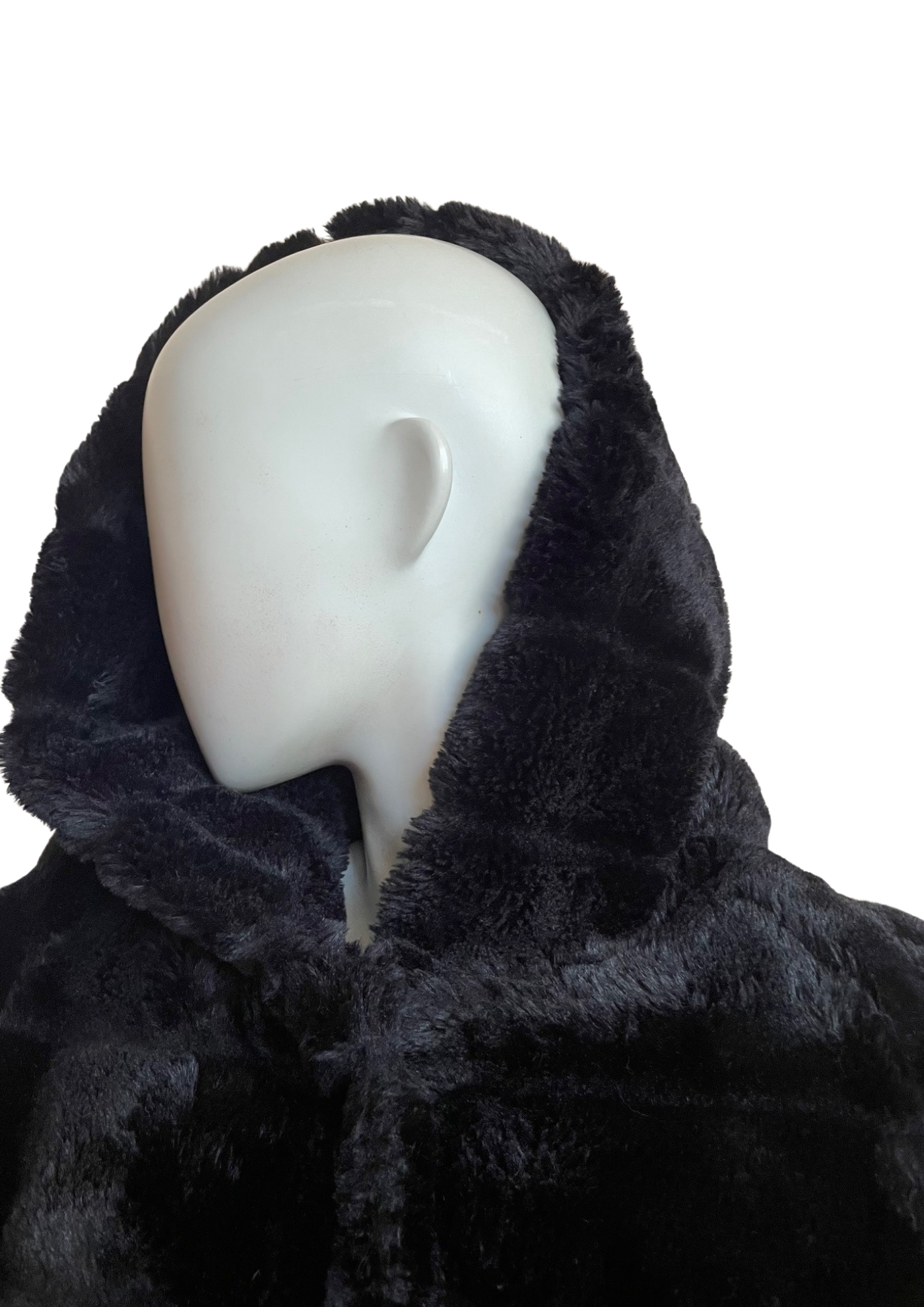 🖤 Manteau fausse fourrure noir à capuche – Taille 38 🐾✨