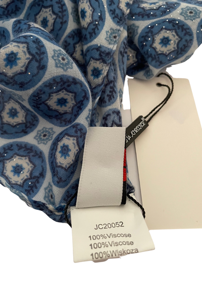 Foulard/Étole bleu à motifs & touches pailletées (Neuf)  ✨🧣