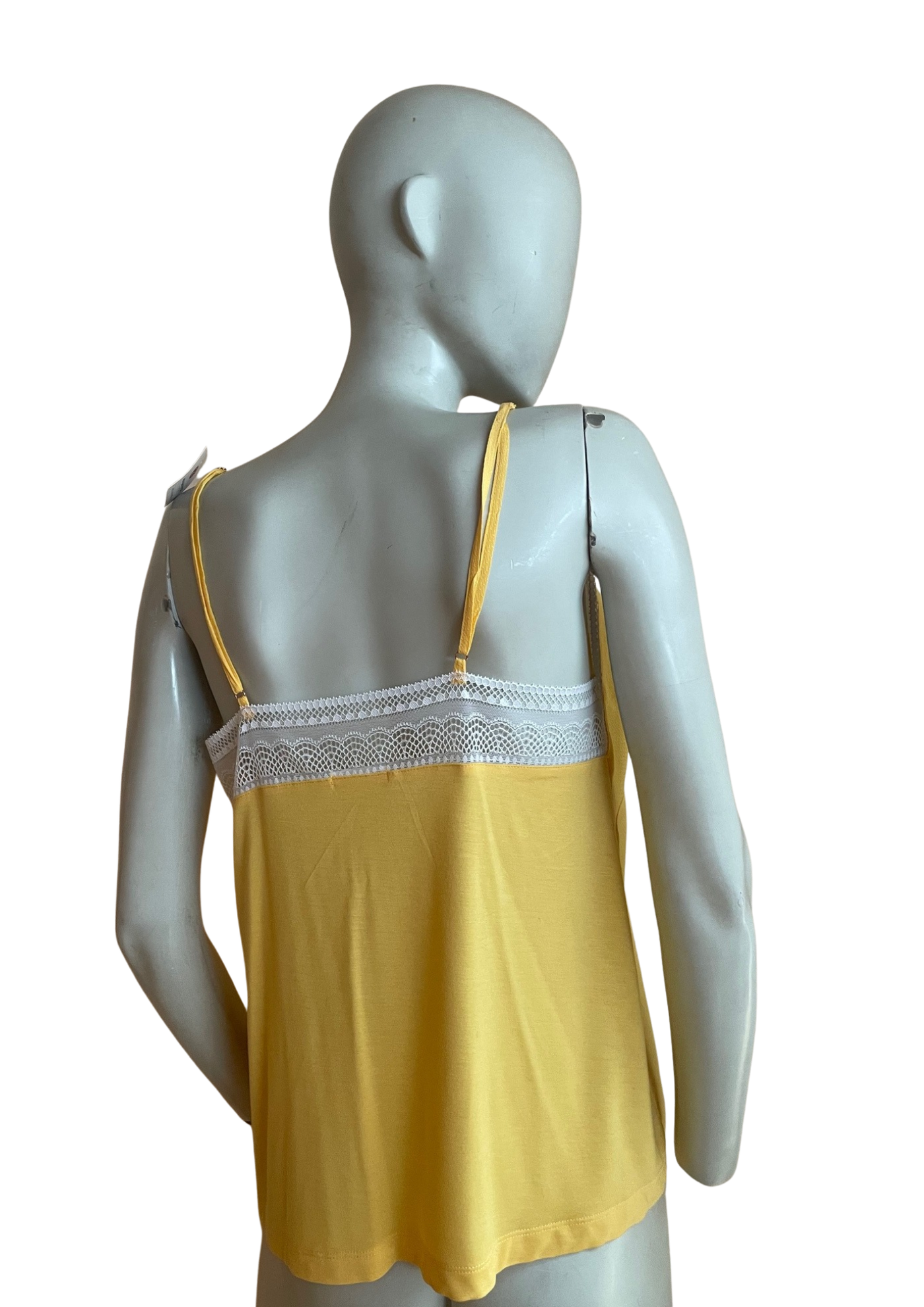 💛 Top lingerie jaune & dentelle blanche - Taille 44 (Neuf)