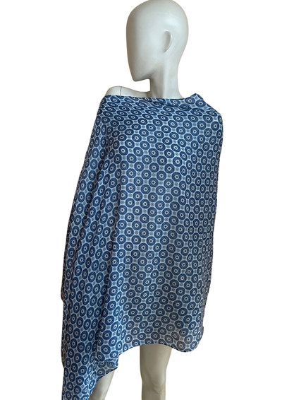 Foulard/Étole bleu à motifs & touches pailletées (Neuf)  ✨🧣
