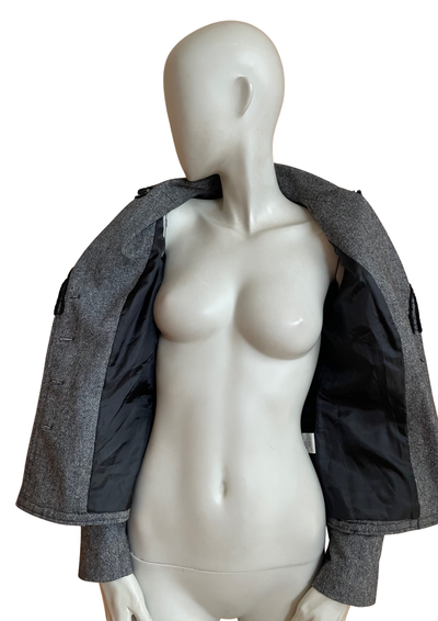🧥 Veste Tailleur Grise Chic à Détails Contrastants – Taille 40