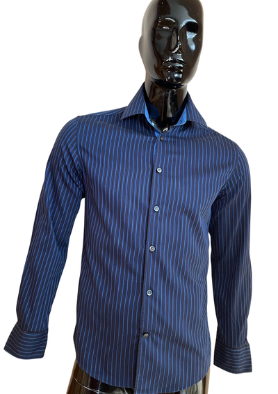 Chemise rayée bleu nuit & ciel 👔💙 – Taille S