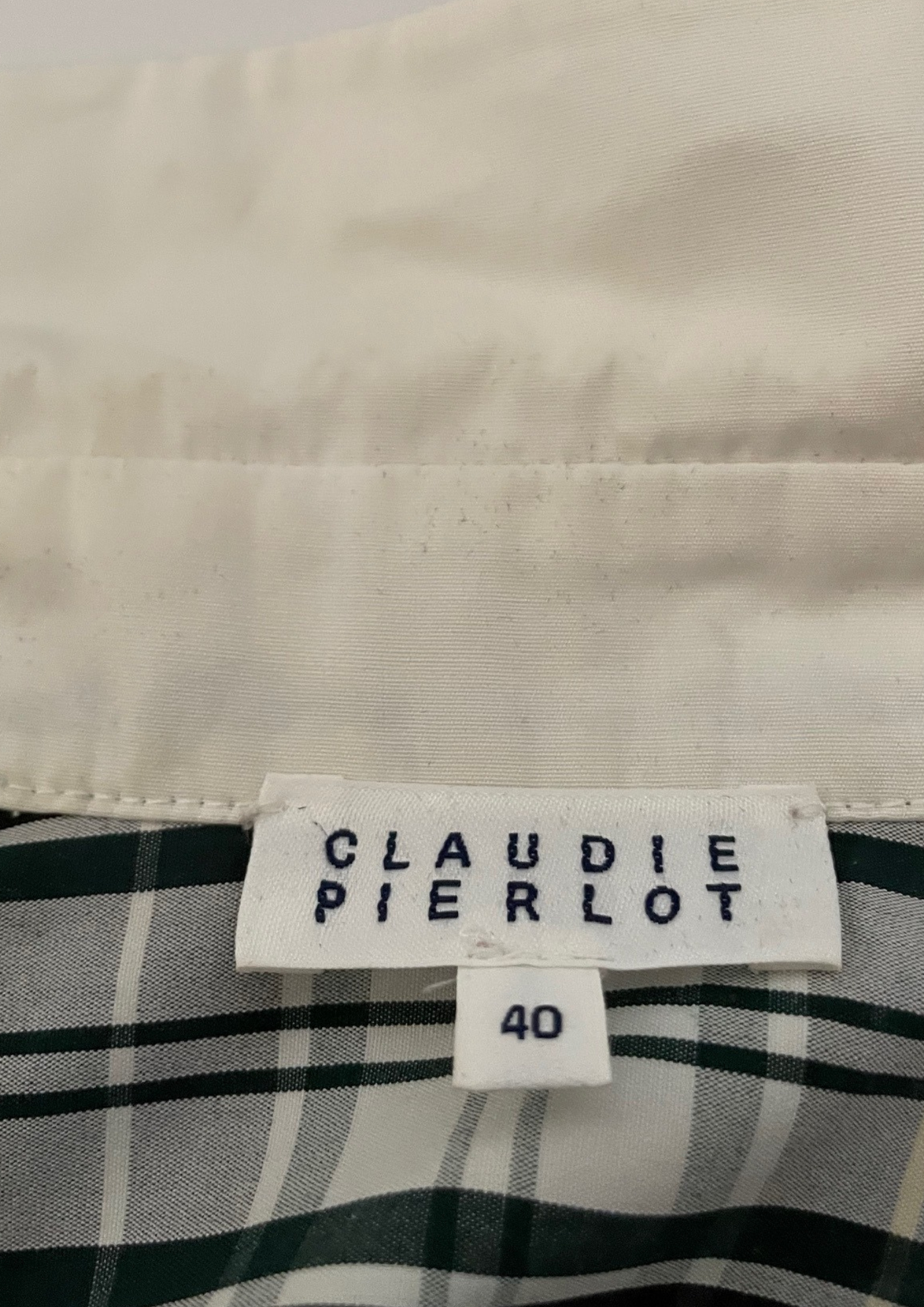 Chemise à Carreaux 🎀💙🤍💚 Col Blanc Élégant – Taille 40