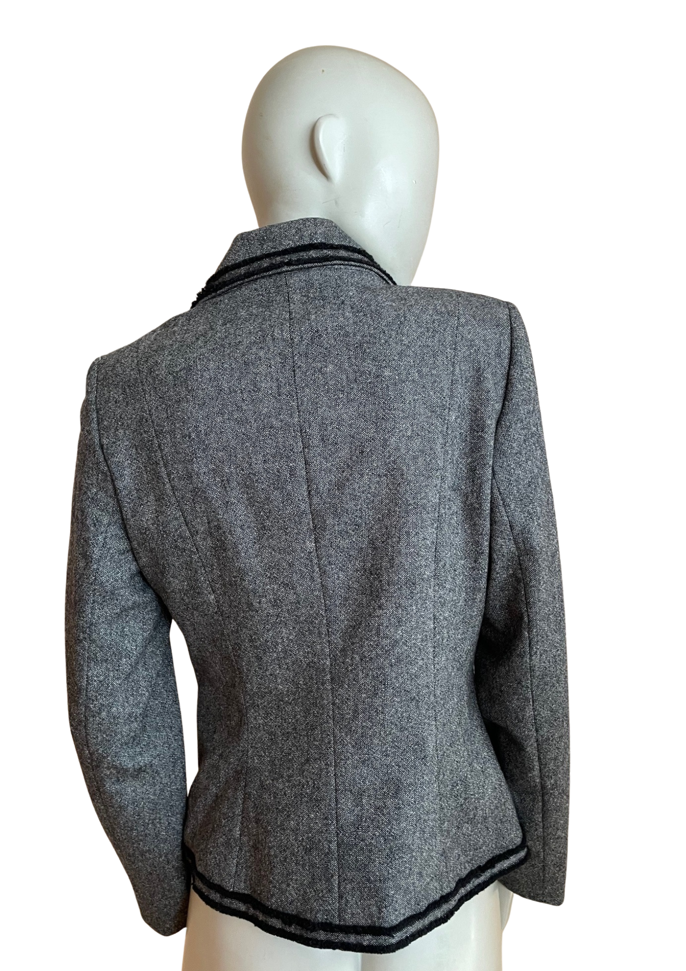 🧥 Veste Tailleur Grise Chic à Détails Contrastants – Taille 40