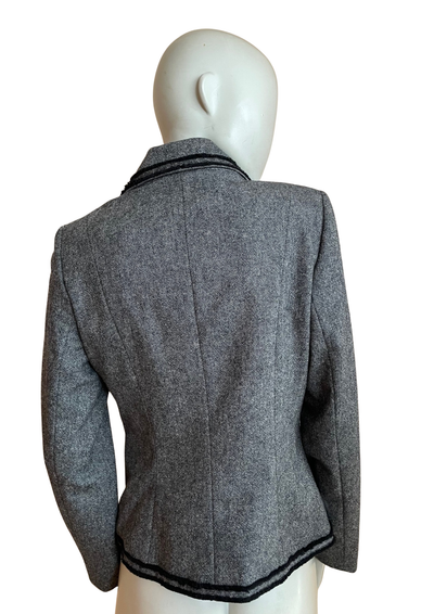 🧥 Veste Tailleur Grise Chic à Détails Contrastants – Taille 40