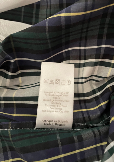 Chemise à Carreaux 🎀💙🤍💚 Col Blanc Élégant – Taille 40