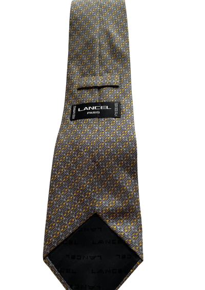 🟨 Cravate motif géométrique gris & jaune Élégance intemporelle ✨