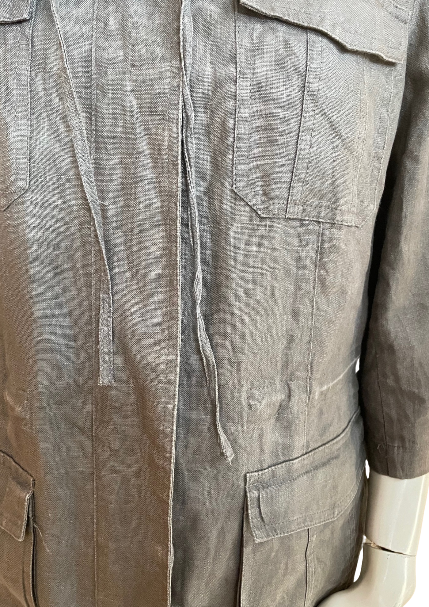 Veste saharienne en lin gris – Taille 46 🌿✨