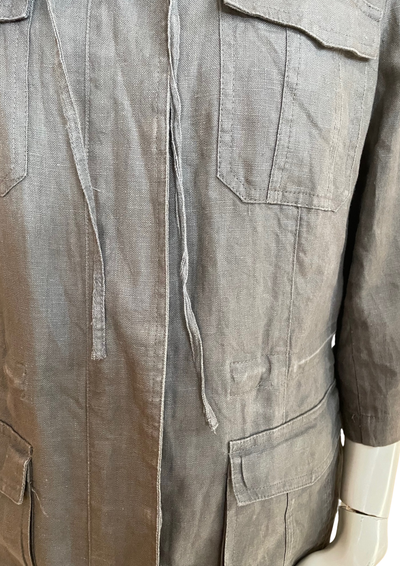 Veste saharienne en lin gris – Taille 46 🌿✨