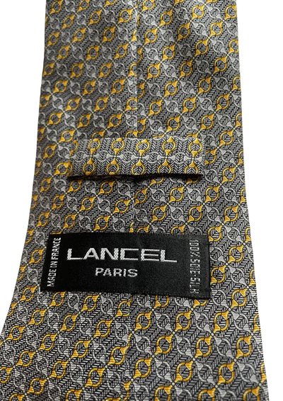 🟨 Cravate motif géométrique gris & jaune Élégance intemporelle ✨