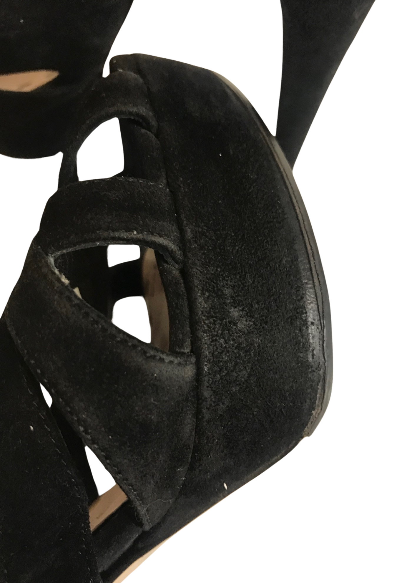Sandales à talons  en cuir velours noir Pointure 37.5 👠✨
