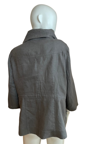 Veste saharienne en lin gris – Taille 46 🌿✨