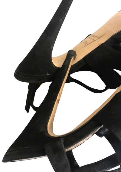 Sandales à talons  en cuir velours noir Pointure 37.5 👠✨