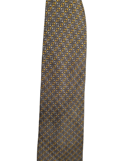 🟨 Cravate motif géométrique gris & jaune Élégance intemporelle ✨