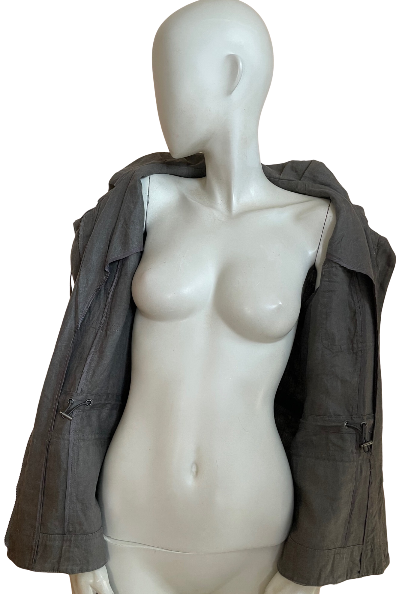 Veste saharienne en lin gris – Taille 46 🌿✨