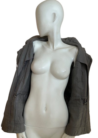 Veste saharienne en lin gris – Taille 46 🌿✨
