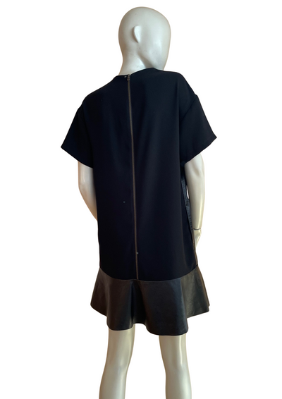 🖤 Robe noire bi-matière cuir & tissu – Style chic rock Taille 40 🖤✨
