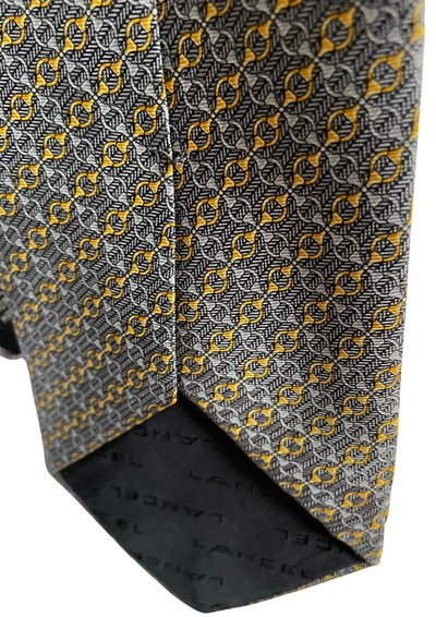 🟨 Cravate motif géométrique gris & jaune Élégance intemporelle ✨