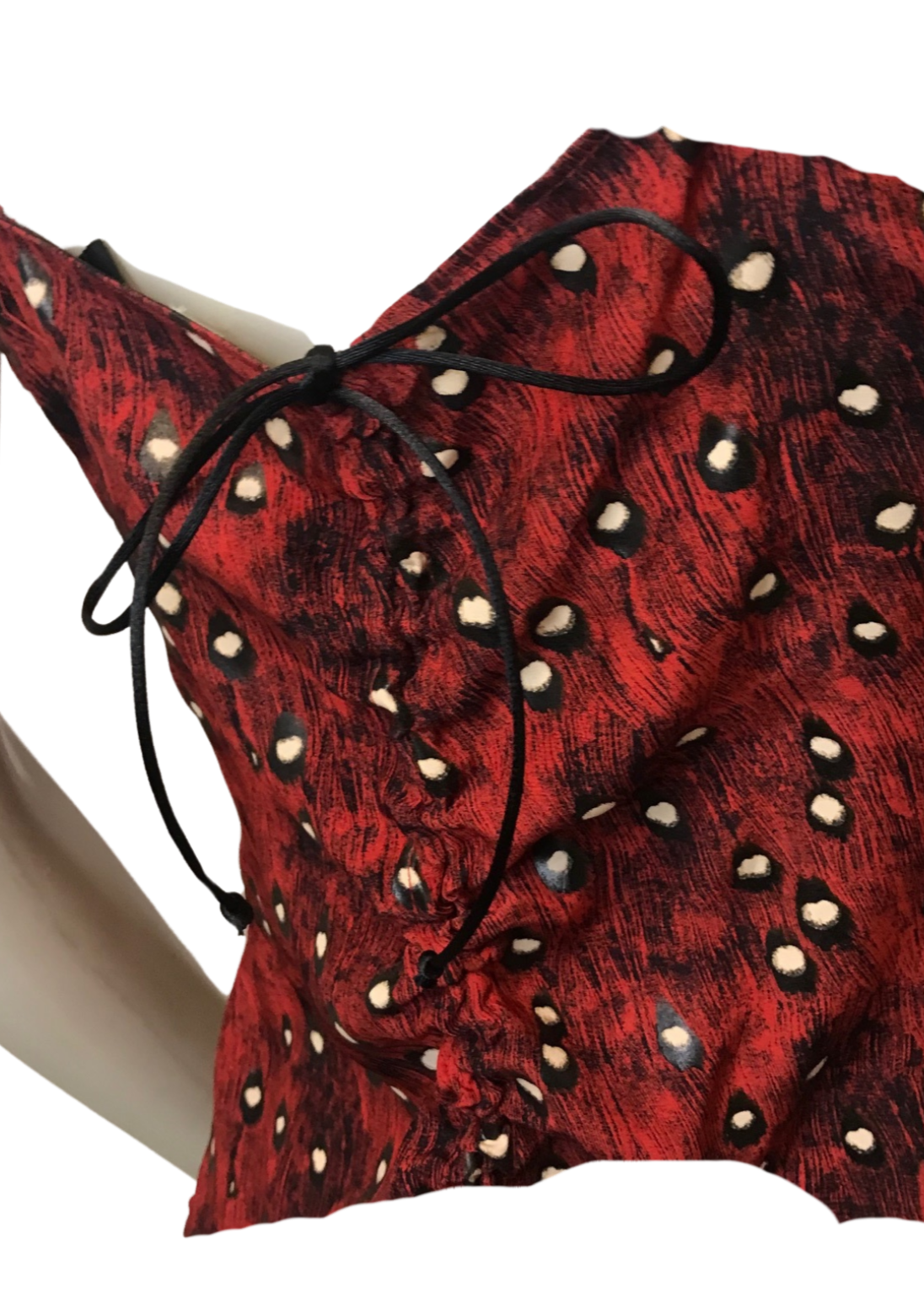 Top Bordeaux Imprimé à Col Bénitier – Taille 46 🌹✨