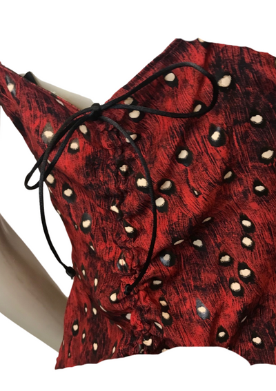 Top Bordeaux Imprimé à Col Bénitier – Taille 46 🌹✨