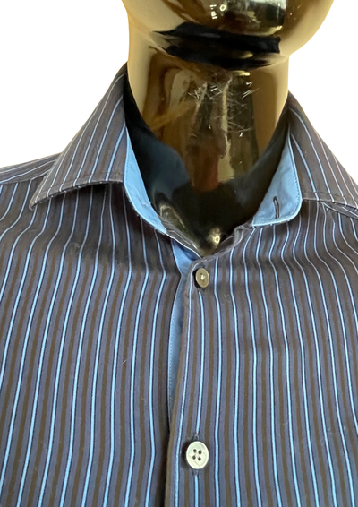 Chemise rayée bleu nuit & ciel 👔💙 – Taille S