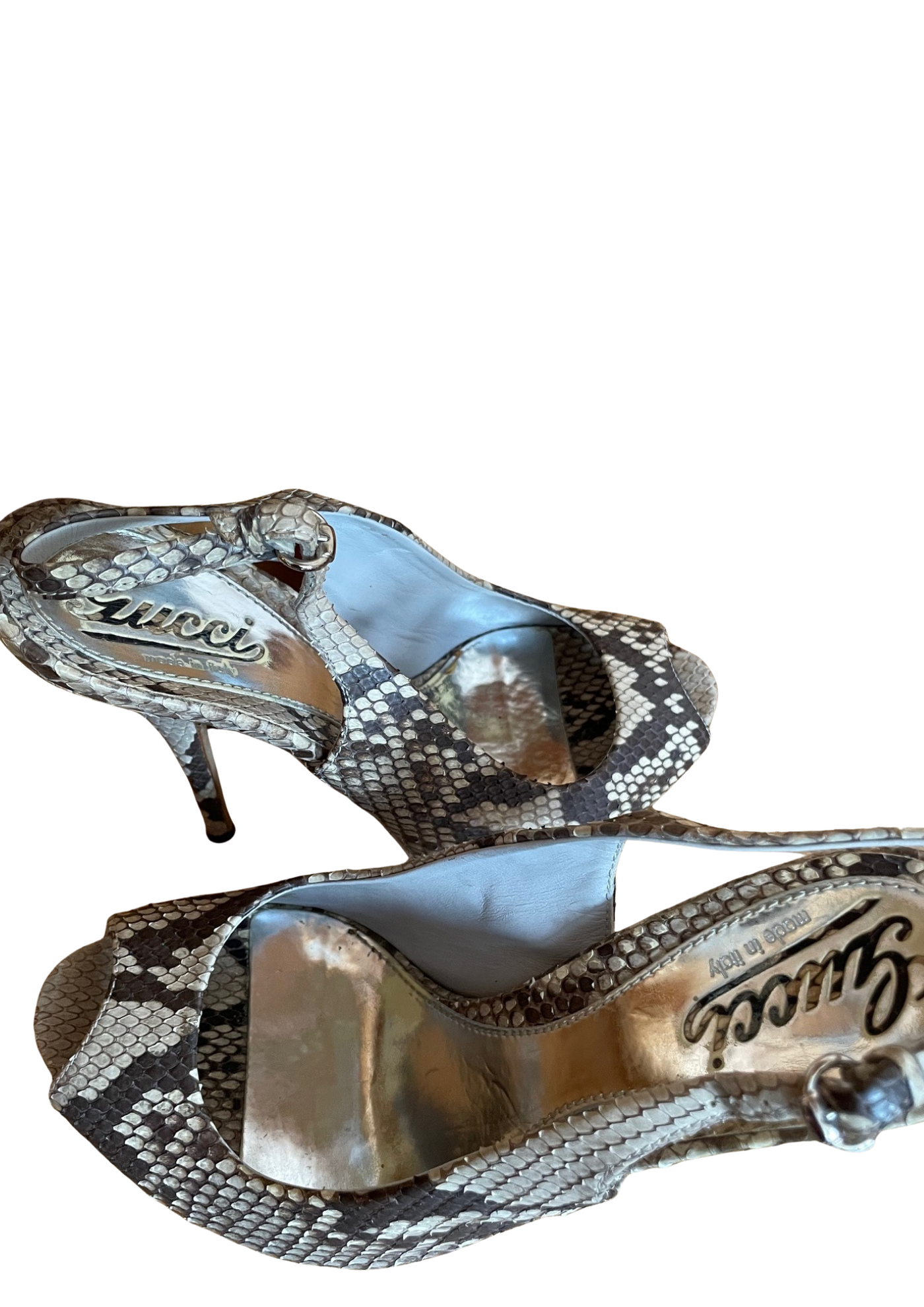 🐍 Sandales à talons en cuir python Pointure 36.5 🐍